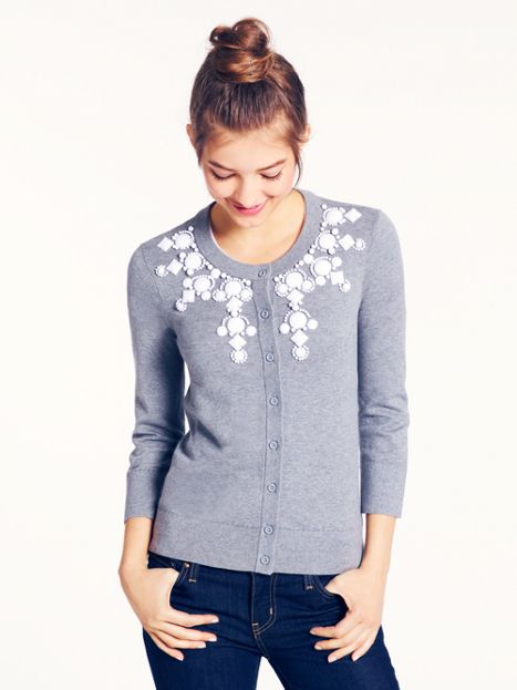 kate spade dree cardigan in casino grey melange