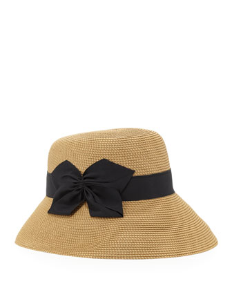 Eric Javits Gwyn Squishee Classic Fedora, Natural/Black