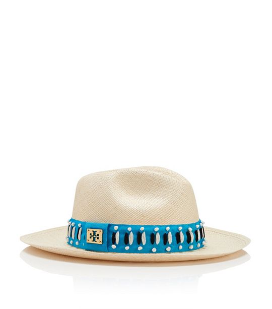 Tory Burch top STITCH FEDORA In Teal
