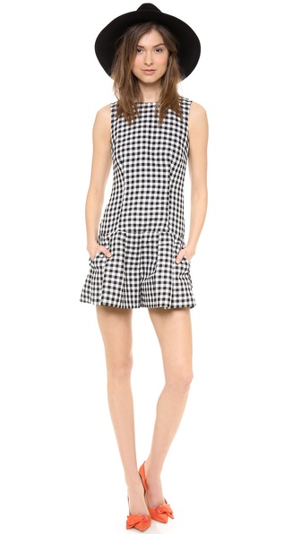 RED Valentino Drop Waist Romper in gingham 