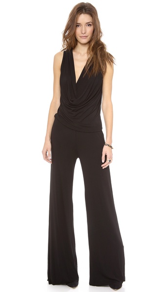 Young Fabulous & Broke Cowlneck Lisle Jumpsuit in Black