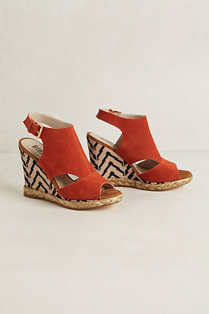 Bibi Lou Tangerine Suede Wedge Sandals