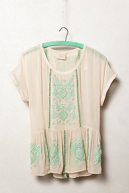 Vanessa Virginia Embroidered Antala Peplum Top in Ivory