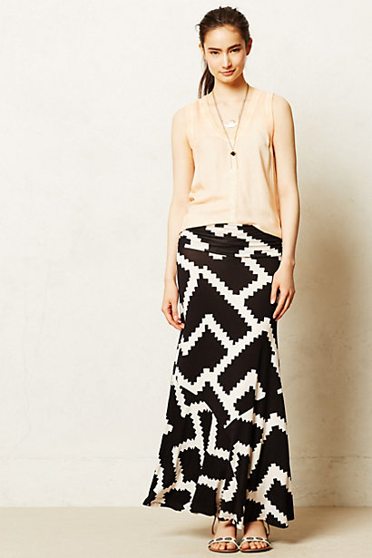 Maeve Ardennes Black and White Motif Maxi Skirt