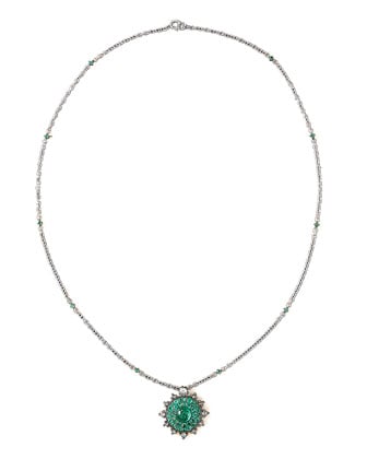 Nam Cho Emerald Bull's Eye Pendant Necklace