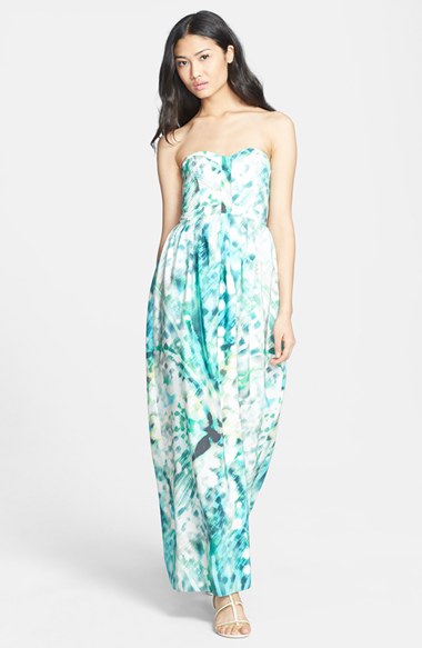 Parker 'Bayou' Strapless Silk Maxi Dress