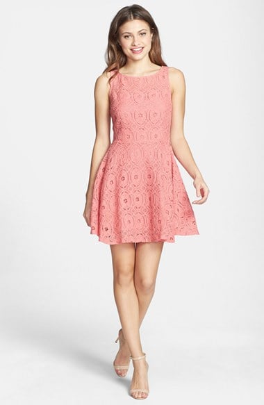 BB Dakota 'Renley' Lace Fit & Flare Dress (Nordstrom Exclusive) in Pink Shell