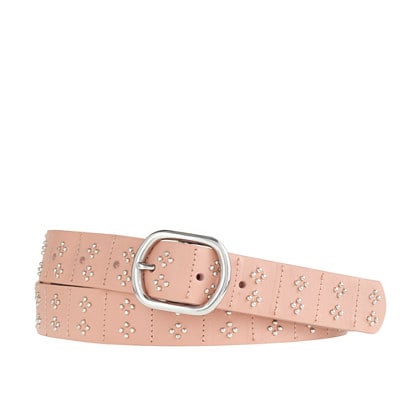 J.Crew SHINY STUDDED LEATHER BELT item a4686 in Ashen Clay
