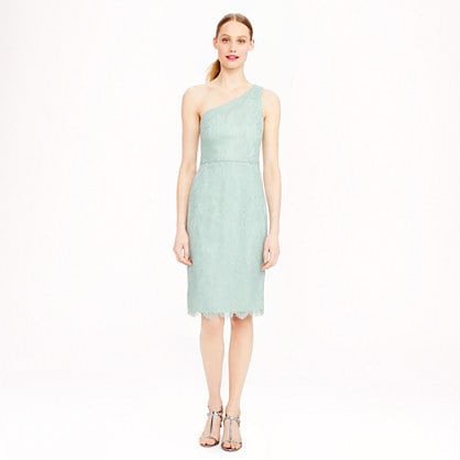 J.Crew METALLIC LACE ONE-SHOULDER DRESSitem a5158 in Vintage Sage Silver