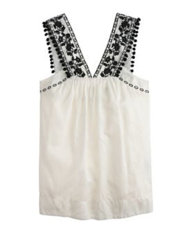 J.Crew EMBROIDERED POM-POM TANK in white item a7259