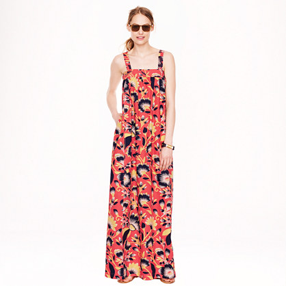 J. Crew HIBISCUS FLORAL MAXIDRESS item a7861 in Coral