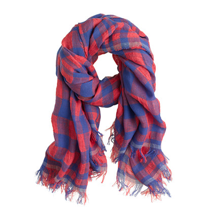 J.Crew GINGHAM SCARF item a8867 in Flamingo Sea