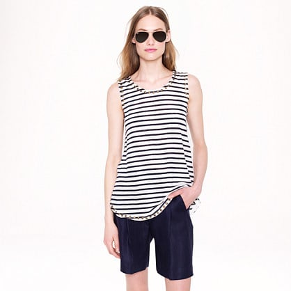 J.Crew LINEN STUDDED TANK IN STRIPE item a9920 in Ivory