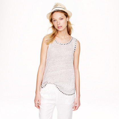  J.Crew LINEN STUDDED TANK item a9921