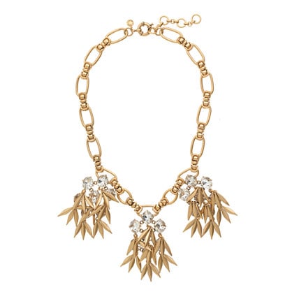 JEWELED QUILL STATEMENT NECKLACE item b1678 in Gold and Crystal