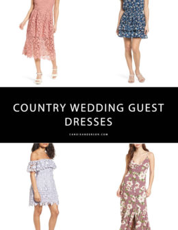 Are you invited to a country wedding or barn wedding this summer? Style expert and fashion blogger, Candie Anderson has the scoop on 20 of the best country wedding guest dresses that you will adore in a variety of styles, colors, prints and prices.