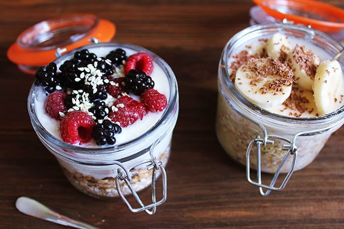 "What you eat before you workout and what you eat after you workout can make or break you. Before a workout your body wants carbohydrates, that's our body's fuel source. I think a fun way to do it is overnight oats where you just take the rolled oats and mix it with your favorite milk, put it in the refrigerator overnight so when you wake up in the morning it's ready to go. You can eat it cold with a little yogurt, a little fruit, a little nuts and seeds and that fiber in oats makes it like a time released source of energy through a workout." Dawn Jackson Blatner
