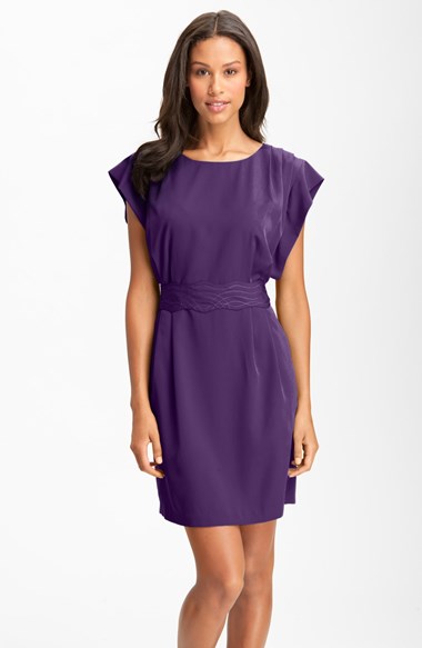 Eliza J Drape Sleeve Sash Belt Dress (Regular & Petite)