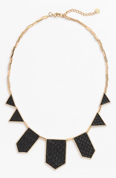 House of Harlow 1960 Leather Station Necklace (Nordstrom Exclusive) in Black Snake and Gold