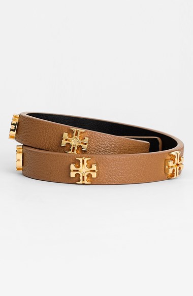 Tory Burch 'Tory Split T' Logo Leather Wrap Bracelet (Nordstrom Exclusive) in Bark/Gold. Nordstrom Anniversary Sale