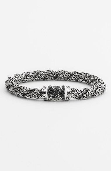 John Hardy 'Palu - Lava' Twist Chain Bracelet (Online Only) in Silver/Black Sapphire