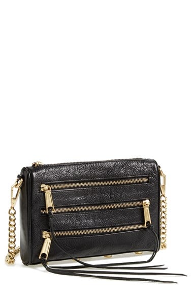 Rebecca Minkoff'Mini 5 Zip' Crossbody Bag ITEM 455974 in black and gold. Nordstrom Anniversary Sale