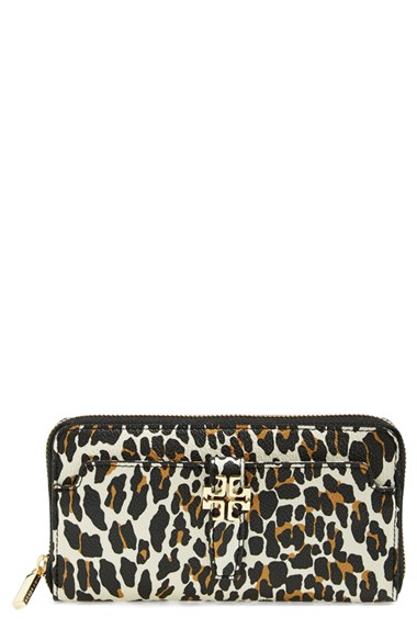 Tory Burch 'Plaque' Leopard Print Continental Wallet in Ocelot Leopard. Nordstrom Anniversary Sale
