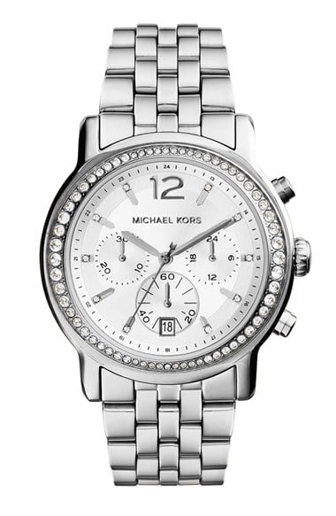 MICHAEL Michael Kors Michael Kors 'Baisley' Crystal Bezel Chronograph Bracelet Watch, 41mm (Nordstrom Exclusive) in Silver. Nordstrom Anniversary Sale