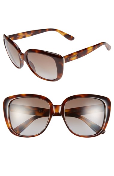 Jimmy Choo 'Lallys' 54mm Polarized Sunglasses in Havana Brown Polar