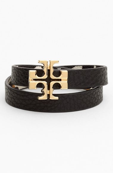 Tory Burch 'Tory Split T' Reversible Leather Wrap Bracelet (Nordstrom Exclusive) in Black/Leopard. Nordstrom Anniversary Sale