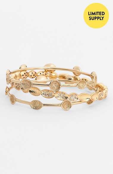 Nordstrom Anniversary Sale Melinda Maria 'Carrie' Pod Station Bangles (Set of 3) (Nordstrom Exclusive) in Gold/Clear