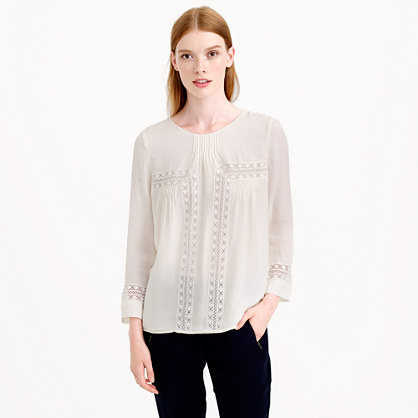 J.Crew COLLECTION SILK PEASANT TOP item b0102