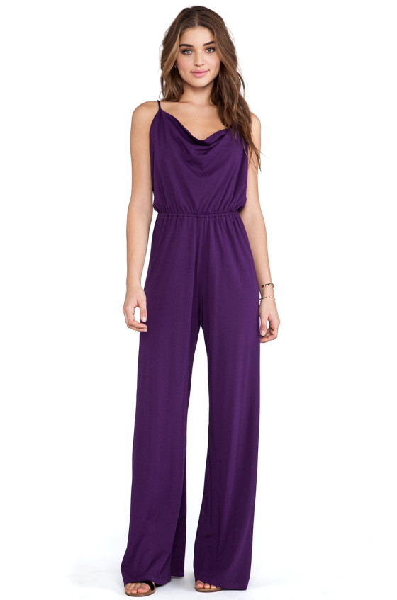 Bobi JERSEY JUMPSUIT in Plum.