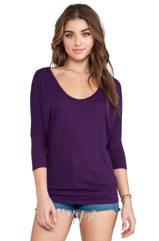 SLUB DOLMAN TOP By BOBI in Plum