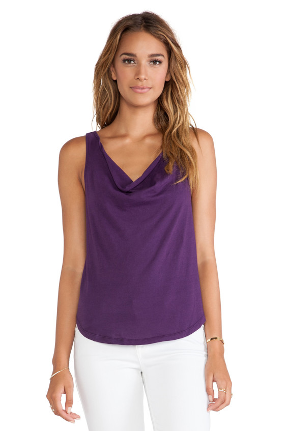 Bobi LIGHT WEIGHT JERSEY COWL NECK TANK in Plum. Revolve Clothing Candace Rose