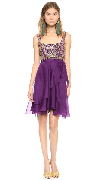 Notte by Marchesa Silk Organza Cocktail Dress in Amethyst