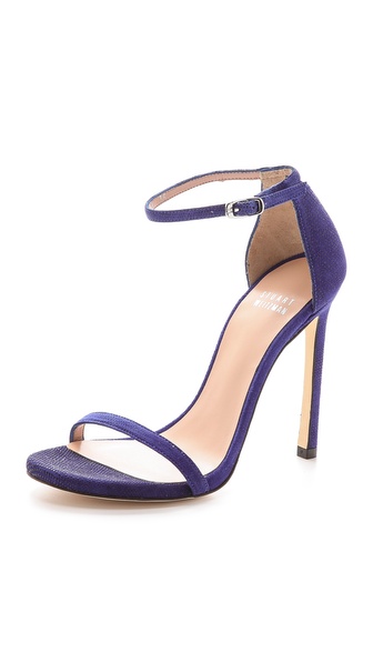 Stuart Weitzman Nudist Single Band Heeled Sandals in Ultramar (purple)