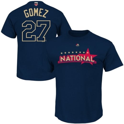 Carlos Gomez Milwaukee Brewers Majestic 2014 All Star Game Name & Number T-Shirt - Navy Blue
