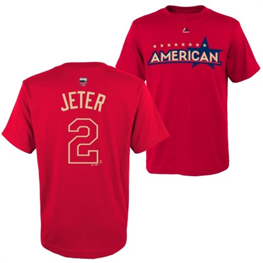 Derek Jeter New York Yankees Majestic Youth 2014 All Star Game Name & Number T-Shirt - Red