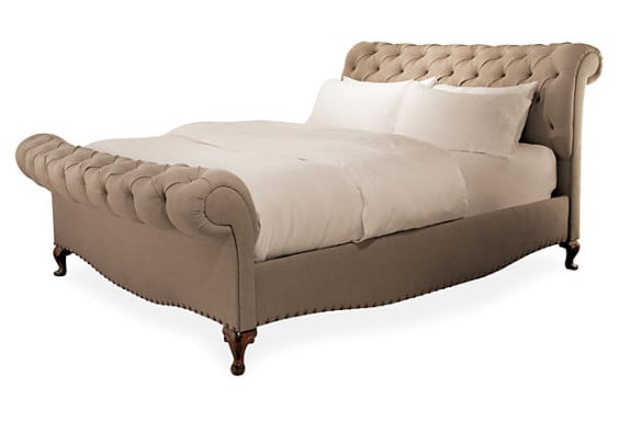 STYLISH UPHOLSTERY Burton Tufted Upholstered Bed in Taupe