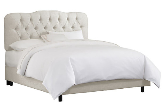 SWEET DREAMS Ava Tufted Upholstered Bed in Talc
