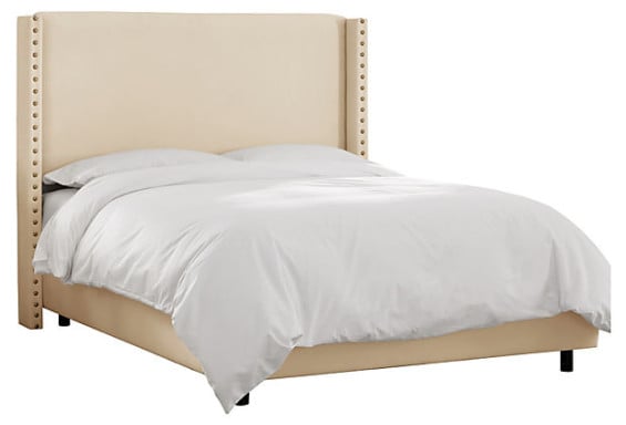 PERFECTLY TAILORED Flynn Wingback Upholstered Bed in Cream One Kings Lane