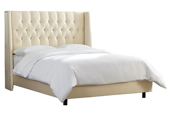 Alexander Wingback Upholstered Tufted Bed in Parchment One Kings Lane
