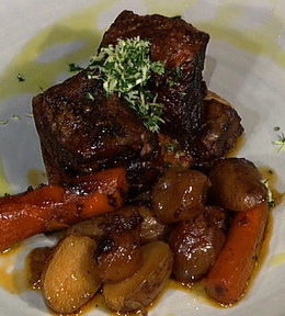 Learn how to prepare chef Michael Symon and Mario Batali's braised short ribs with pearl onions and potatoes as seen on "The Chew" Tuesday, September 23rd, 2014!