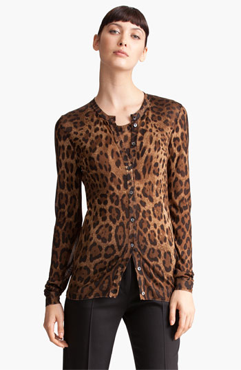 Dolce&Gabbana Leopard Print Cardigan in Brown Leo