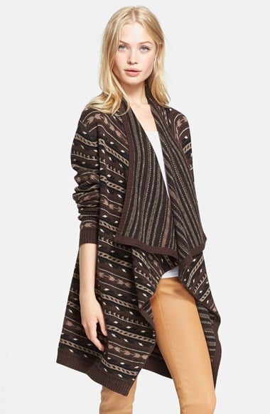 Alice + Olivia 'Boho' Cascade Wool Blend Cardigan in Chocolate Multi