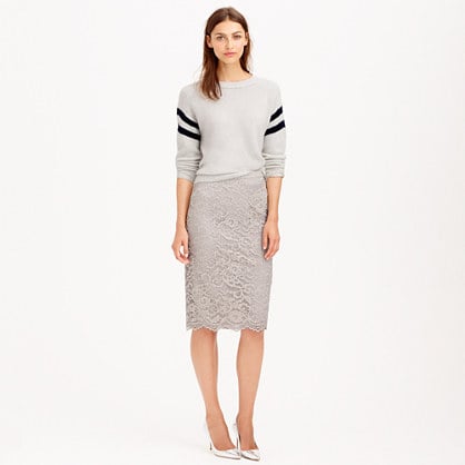 J.Crew COLLECTION LACE PENCIL SKIRT item b2313 in Foggy Mist
