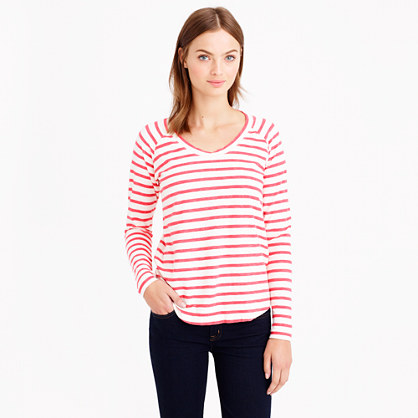 J.Crew STRIPE BALLET TEE item b2477 in cream bohemian red