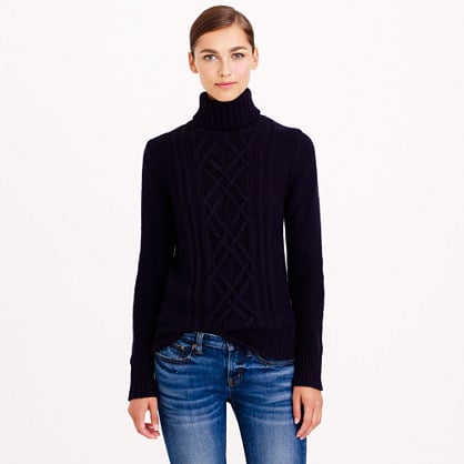 J.Crew CAMBRIDGE CABLE TURTLENECK SWEATER item b2795 in Dark Navy