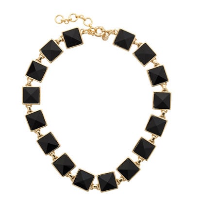 J.Crew PYRAMID STONE NECKLACE item b4968 in Black and Gold